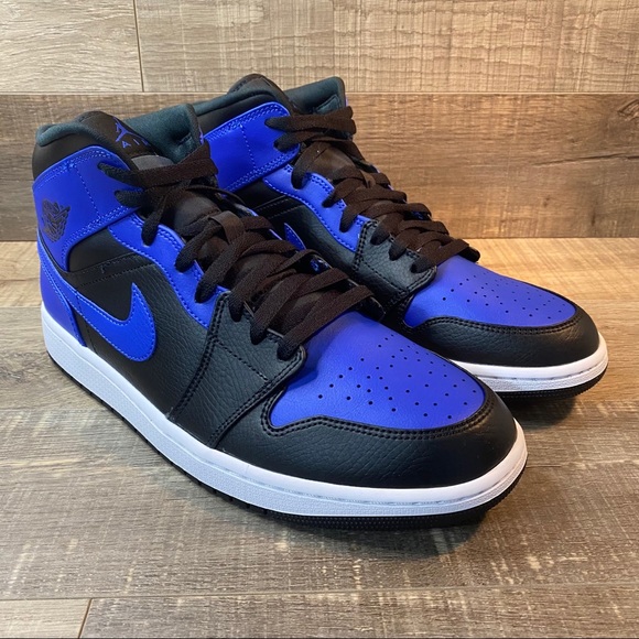 Jordan Other - Jordan 1 Mid Black Royal Tumbled Leather